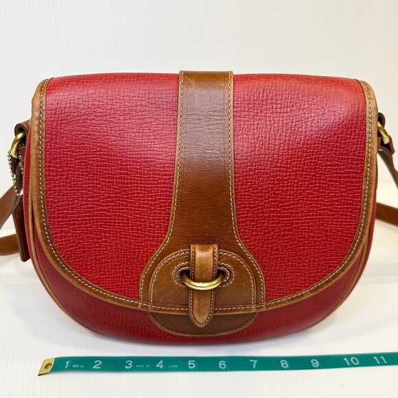 Vintage Coach DAKOTA LARIAT Made in Italy Red with Saddle Trim Rare - Picture 12 of 15